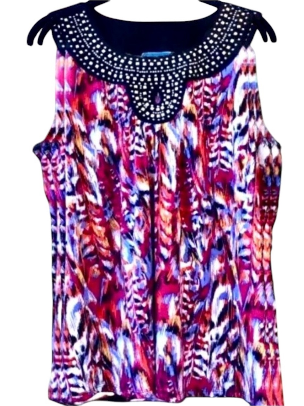 Carolyn Taylor Shirt Sleeveless Top Blouse Studded Neckline size 1X